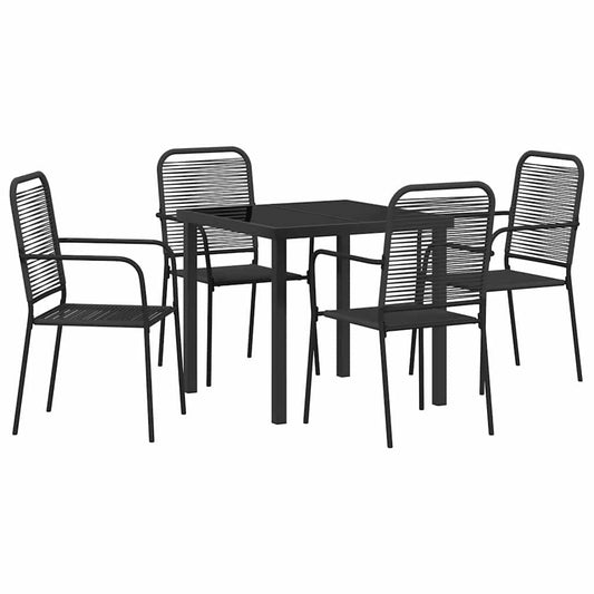vidaXL Garden Dining Set 5 pcs Black Powder-Coated Steel