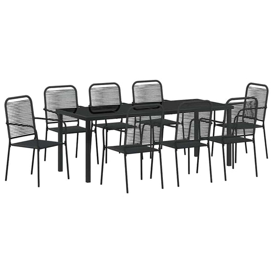 vidaXL Garden Dining Set 9 pcs Black Powder-Coated Steel