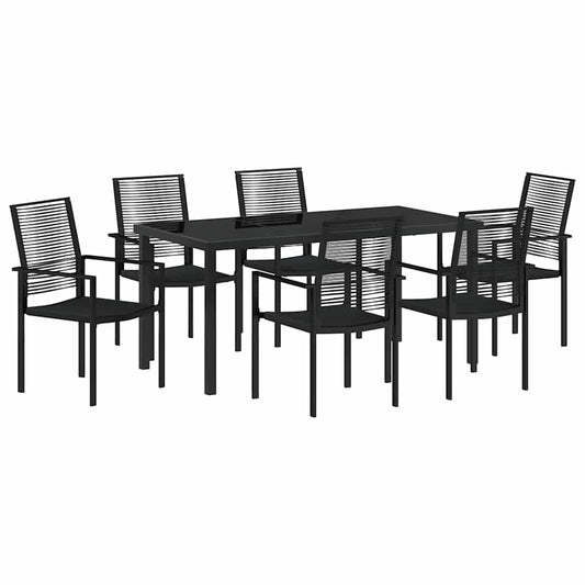 vidaXL Garden Dining Set 7 pcs Black Powder-Coated Steel