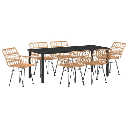 vidaXL Garden Dining Set 7 pcs Brown Powder-Coated Steel