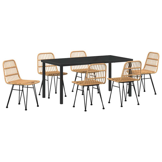 vidaXL Garden Dining Set 7 pcs Brown Powder-Coated Steel