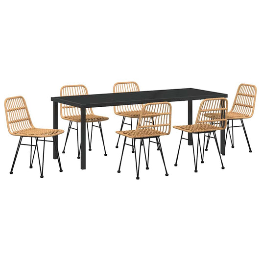 vidaXL Garden Dining Set 7 pcs Brown Powder-Coated Steel