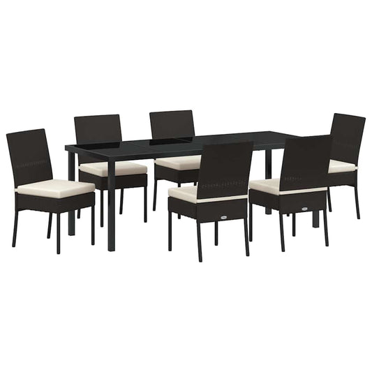 vidaXL Garden Dining Set 7 pcs Cream Powder-Coated Steel