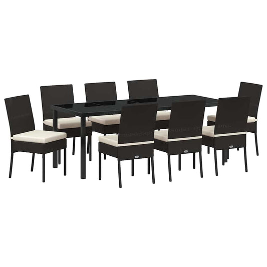 vidaXL Garden Dining Set 9 pcs Cream Powder-Coated Steel