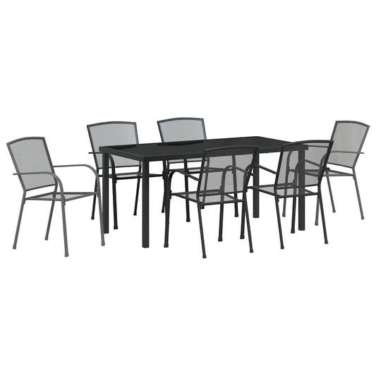 vidaXL Garden Dining Set 7 pcs Anthracite Powder-Coated Steel