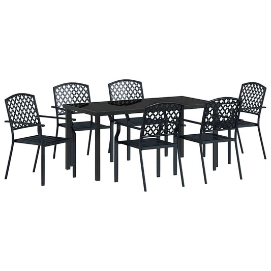 vidaXL Garden Dining Set 7 pcs Anthracite Powder-Coated Steel