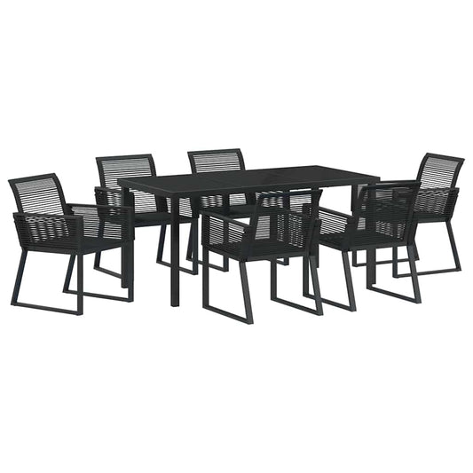 vidaXL Garden Dining Set 7 pcs Black Powder-Coated Steel