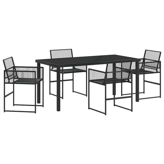 vidaXL Garden Dining Set 5 pcs Black Poly Rattan