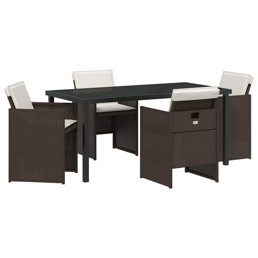 vidaXL Garden Dining Set 5 pcs Brown Poly Rattan