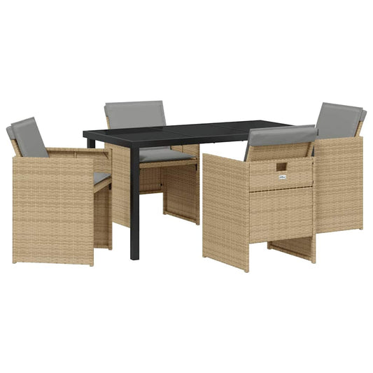vidaXL Garden Dining Set 5 pcs Beige Poly Rattan