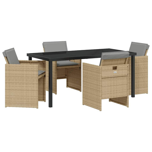vidaXL Garden Dining Set 5 pcs Beige Poly Rattan