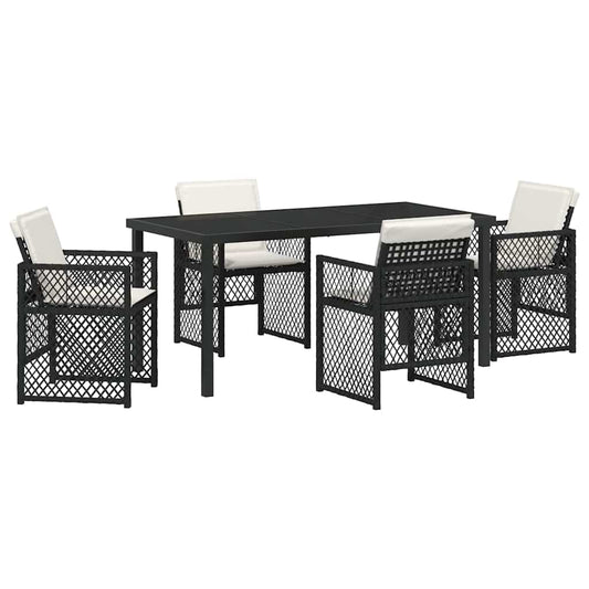 vidaXL Garden Dining Set 5 pcs Black Poly Rattan
