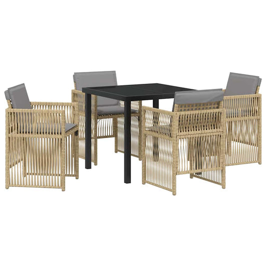 vidaXL Garden Dining Set 5 pcs Beige Powder-Coated Steel