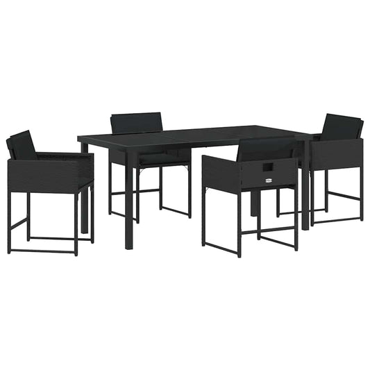 vidaXL Garden Dining Set 5 pcs Black Poly Rattan