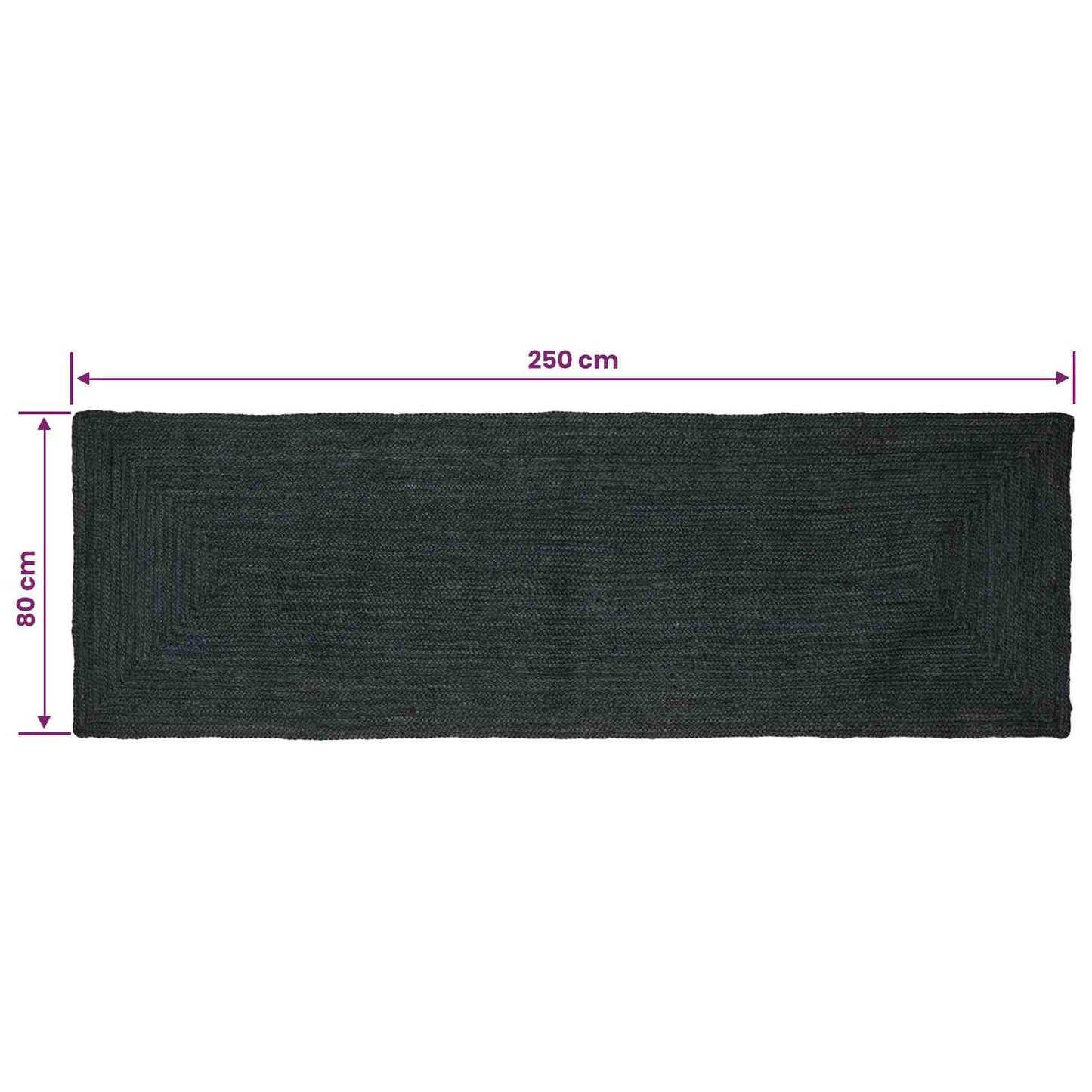 vidaXL Area Rugs Rectangular Dark Grey 80 x 250 cm Jute