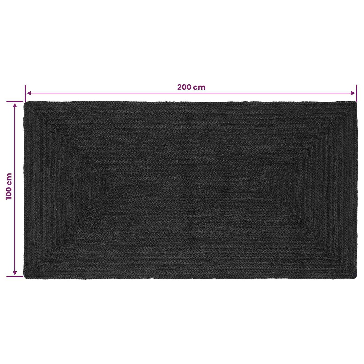 vidaXL Area Rugs Rectangular Dark Grey 100 x 200 cm Jute