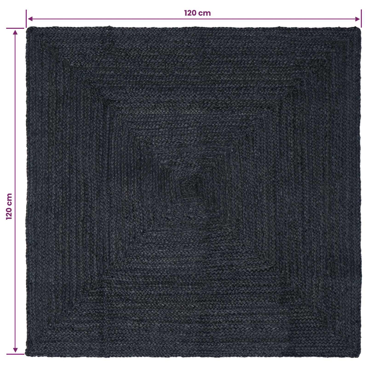 vidaXL Area Rugs Rectangular Dark Grey 120 x 120 cm Jute