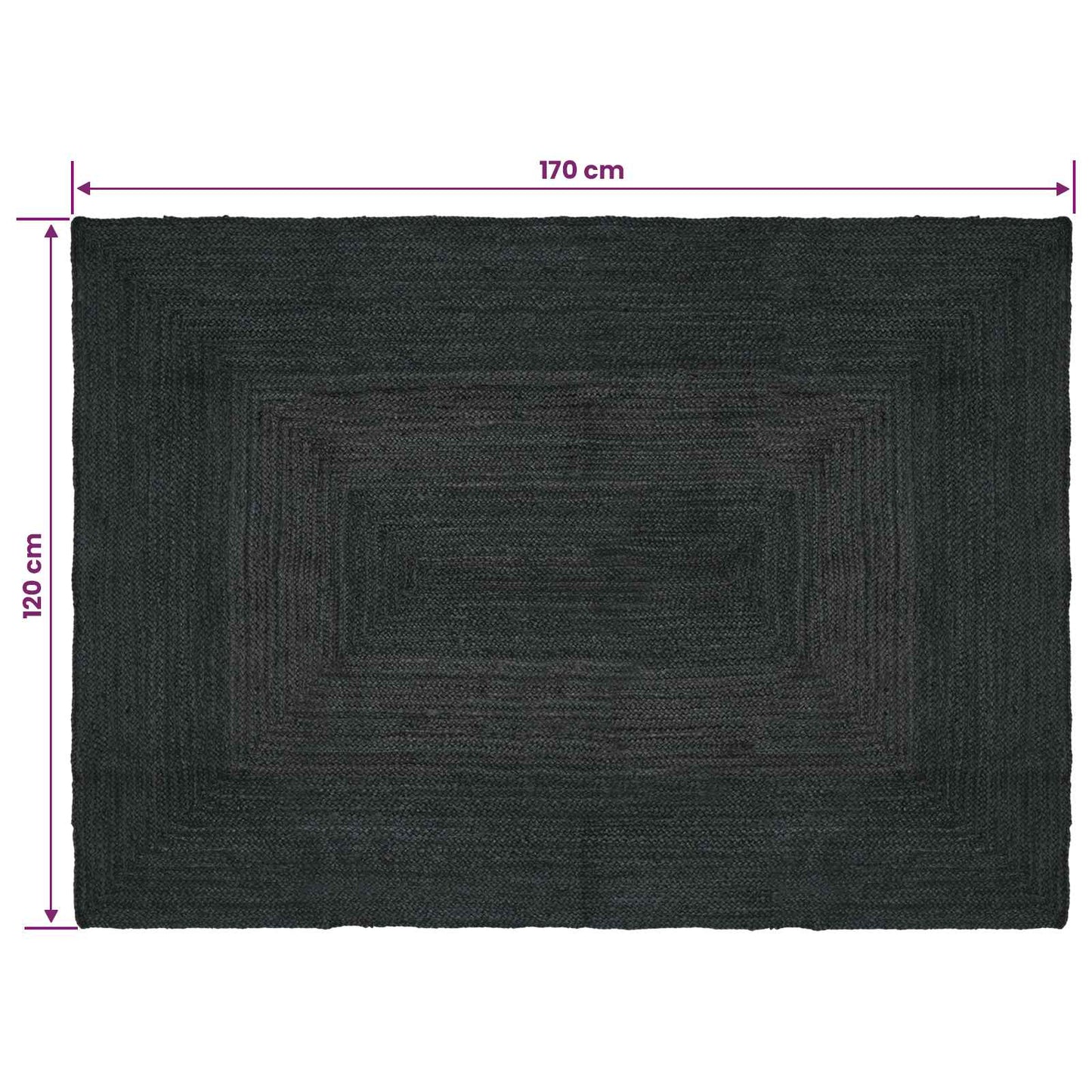 vidaXL Area Rugs Rectangular Dark Grey 120 x 170 cm Jute