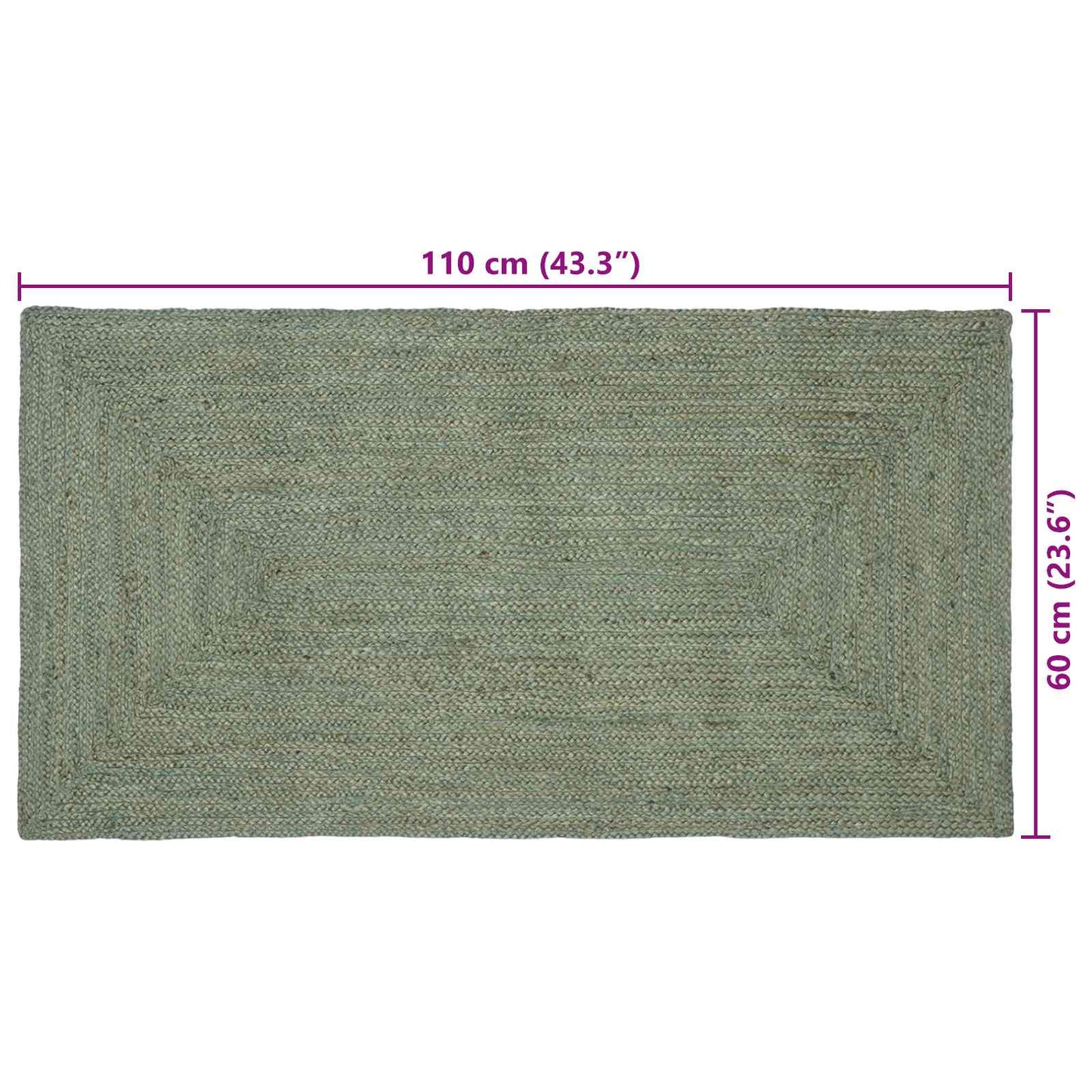 vidaXL Area Rugs Rectangular Olive Green 60 x 110 cm Jute