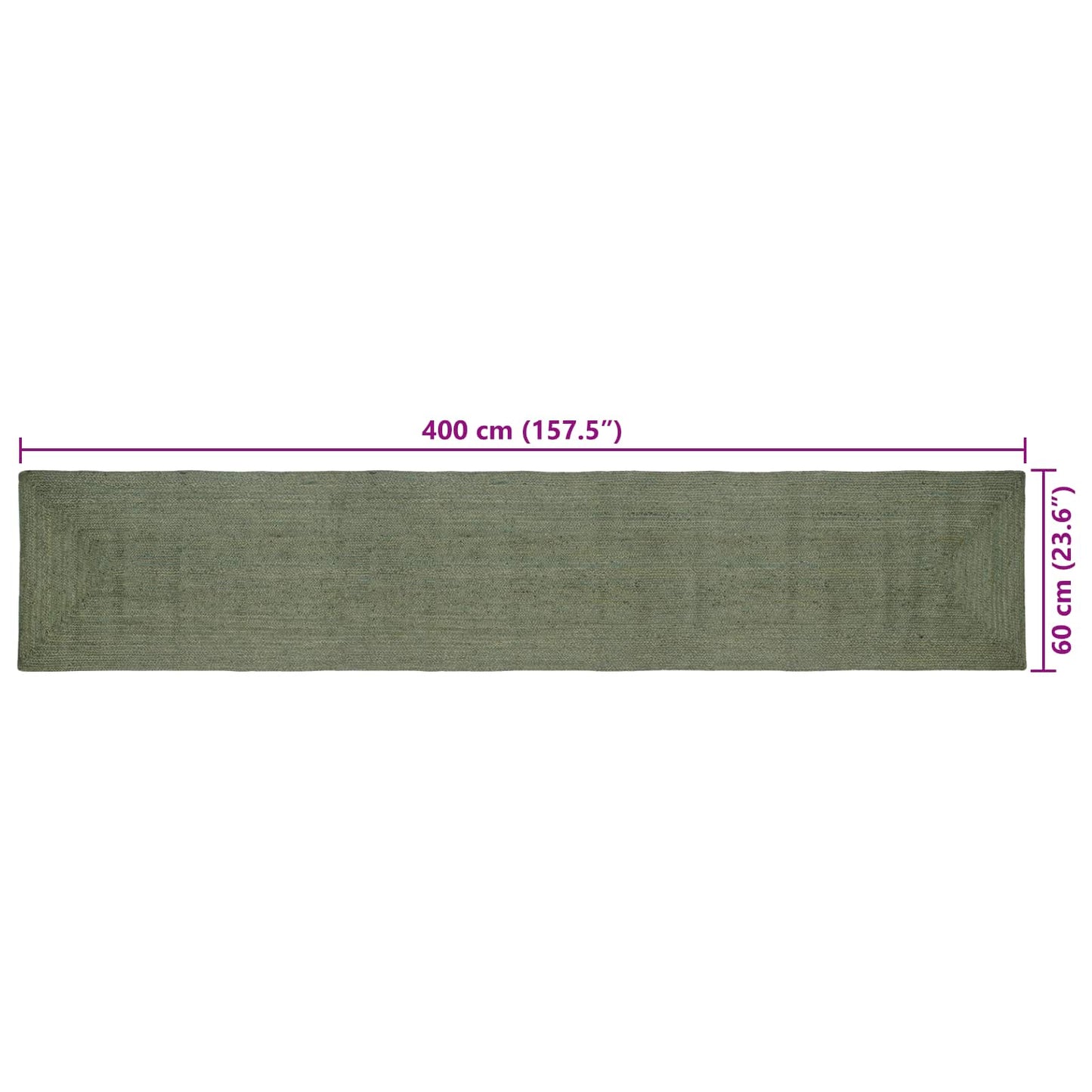 vidaXL Area Rugs Rectangular Olive Green 60 x 400 cm Jute