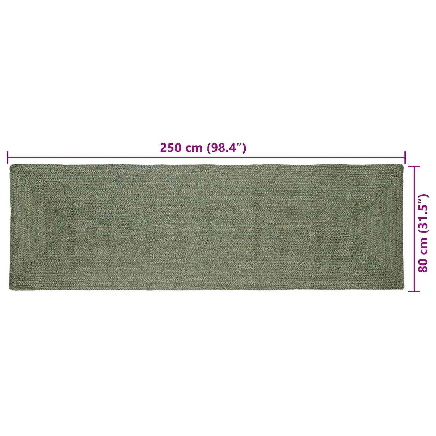 vidaXL Area Rugs Rectangular Olive Green 80 x 250 cm Jute