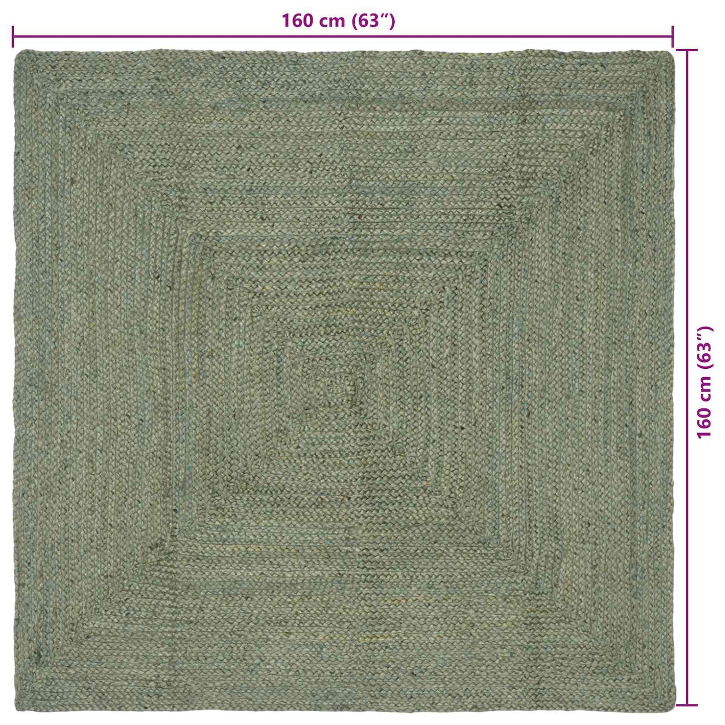 vidaXL Area Rugs Rectangular Olive Green 160 x 160 cm Jute