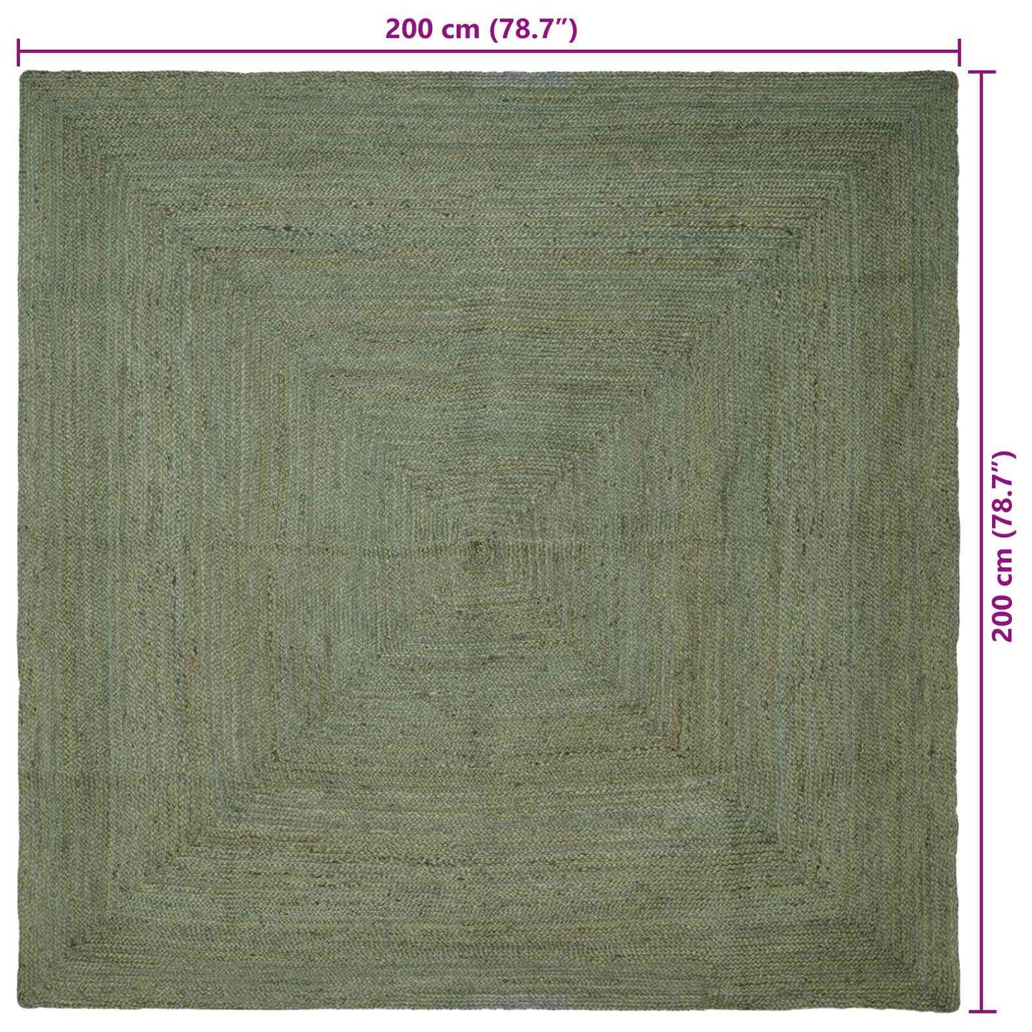 vidaXL Area Rugs Square Olive Green 200 x 200 cm Jute