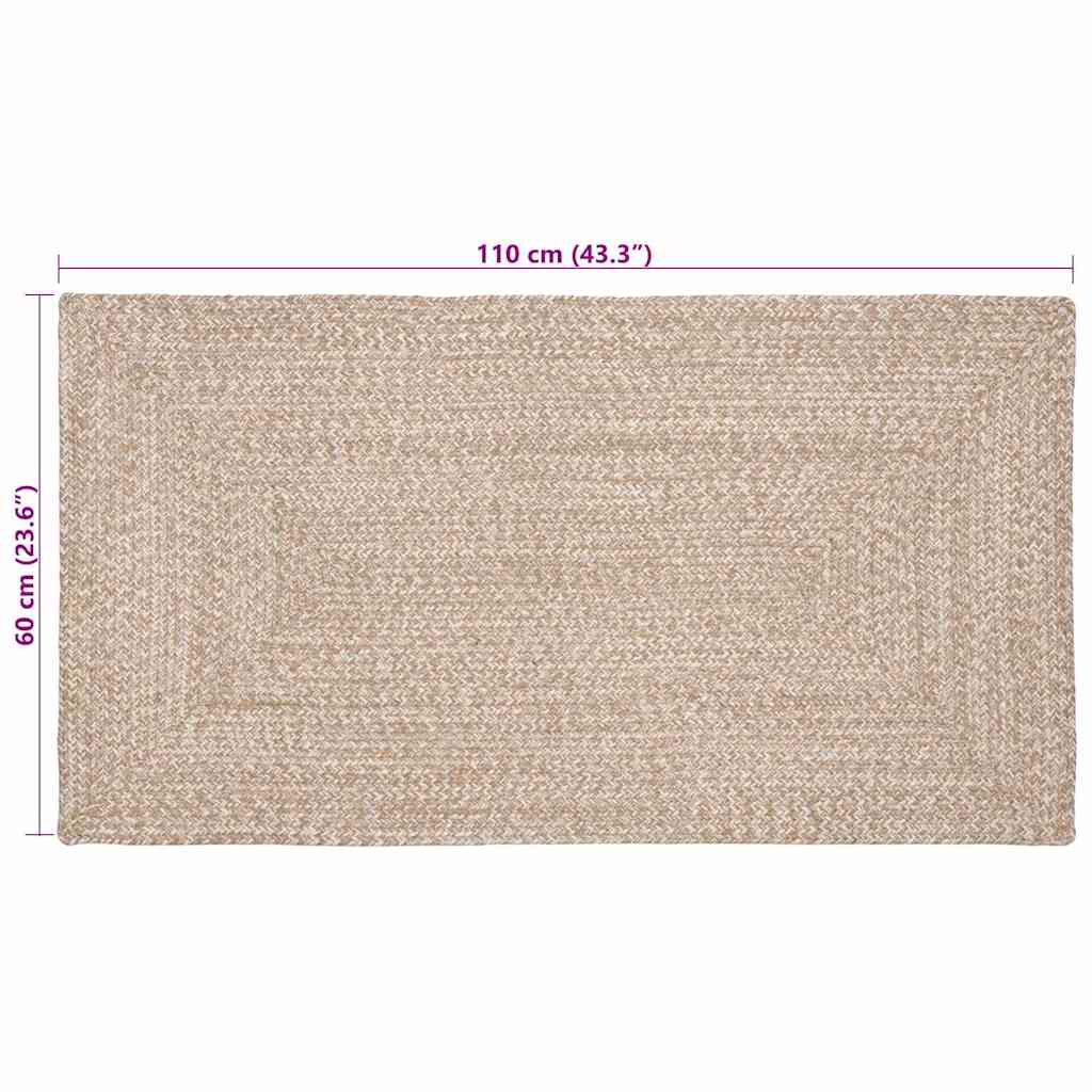 vidaXL Area Rugs Natural and White 60 x 110 cm Jute