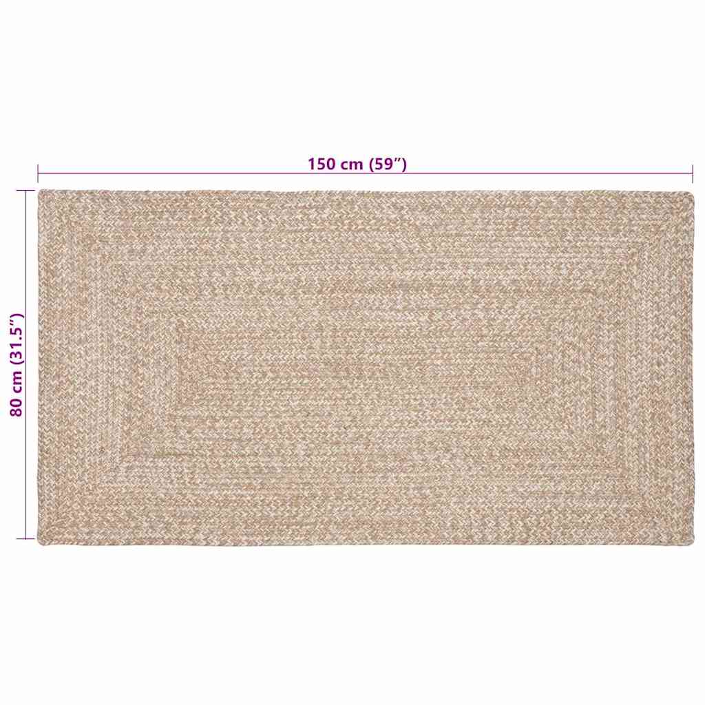 vidaXL Area Rugs Natural and White 80 x 150 cm Jute