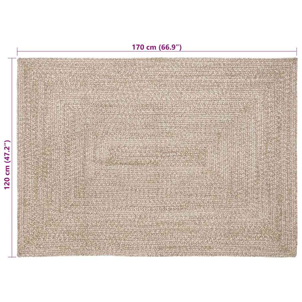 vidaXL Area Rugs Natural and White 120 x 170 cm Jute
