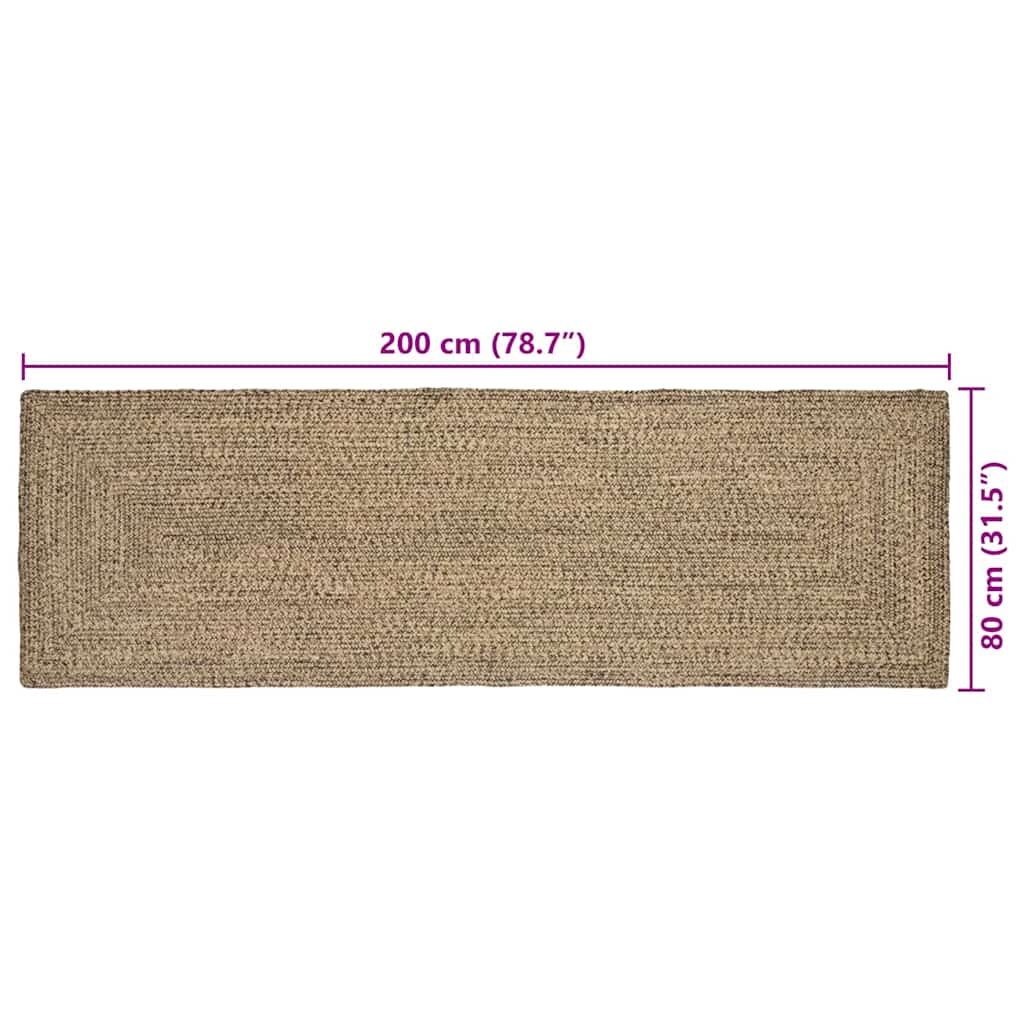 vidaXL Area Rugs Natural and Black 80 x 200 cm Jute
