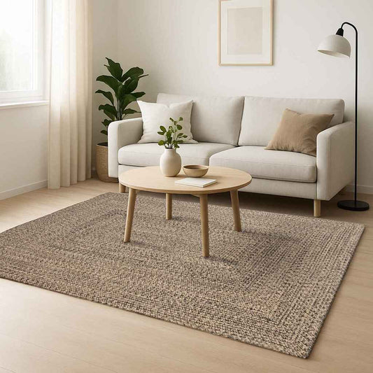 vidaXL Rug Natural and black 120 x 120 cm Jute