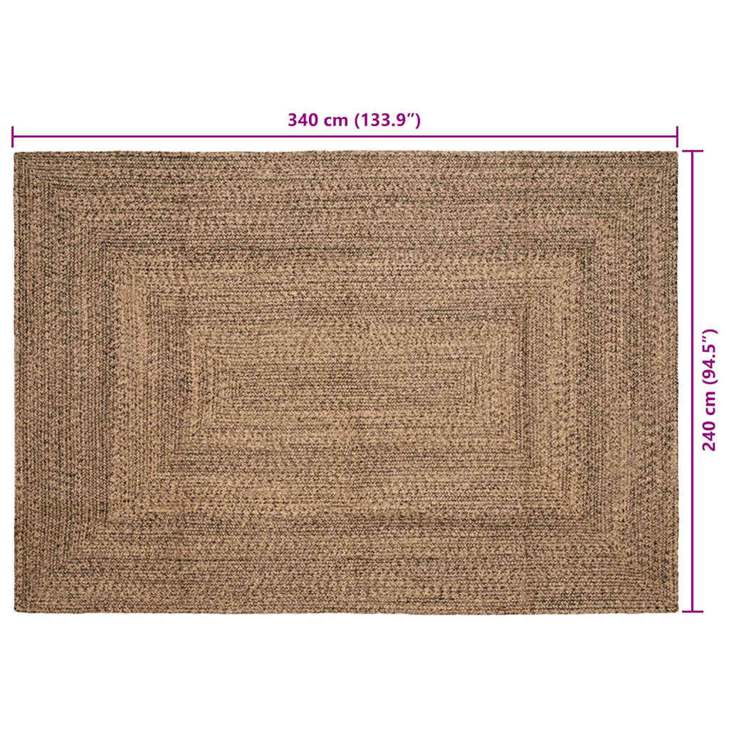 vidaXL Area Rugs Natural and Black 240 x 340 cm Jute