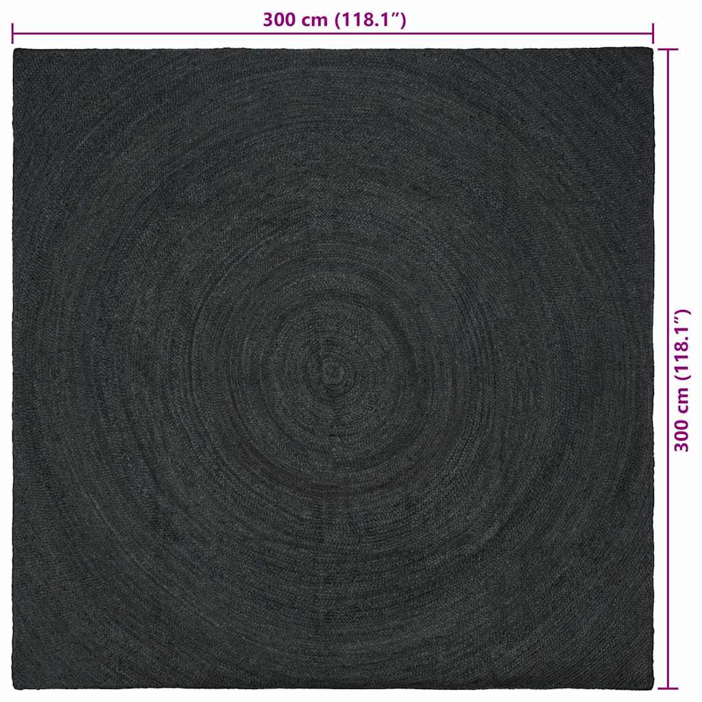 vidaXL Rug Dark Grey 300 x 300 cm Jute