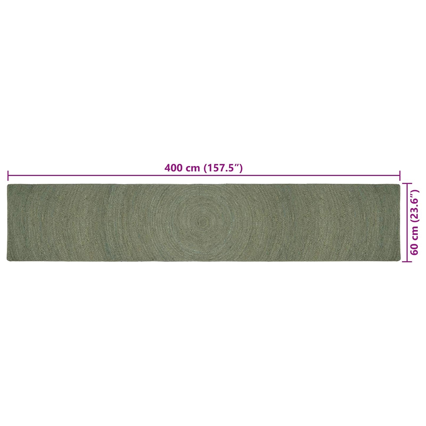 vidaXL Area Rugs Olive Green 60 x 400 cm Jute
