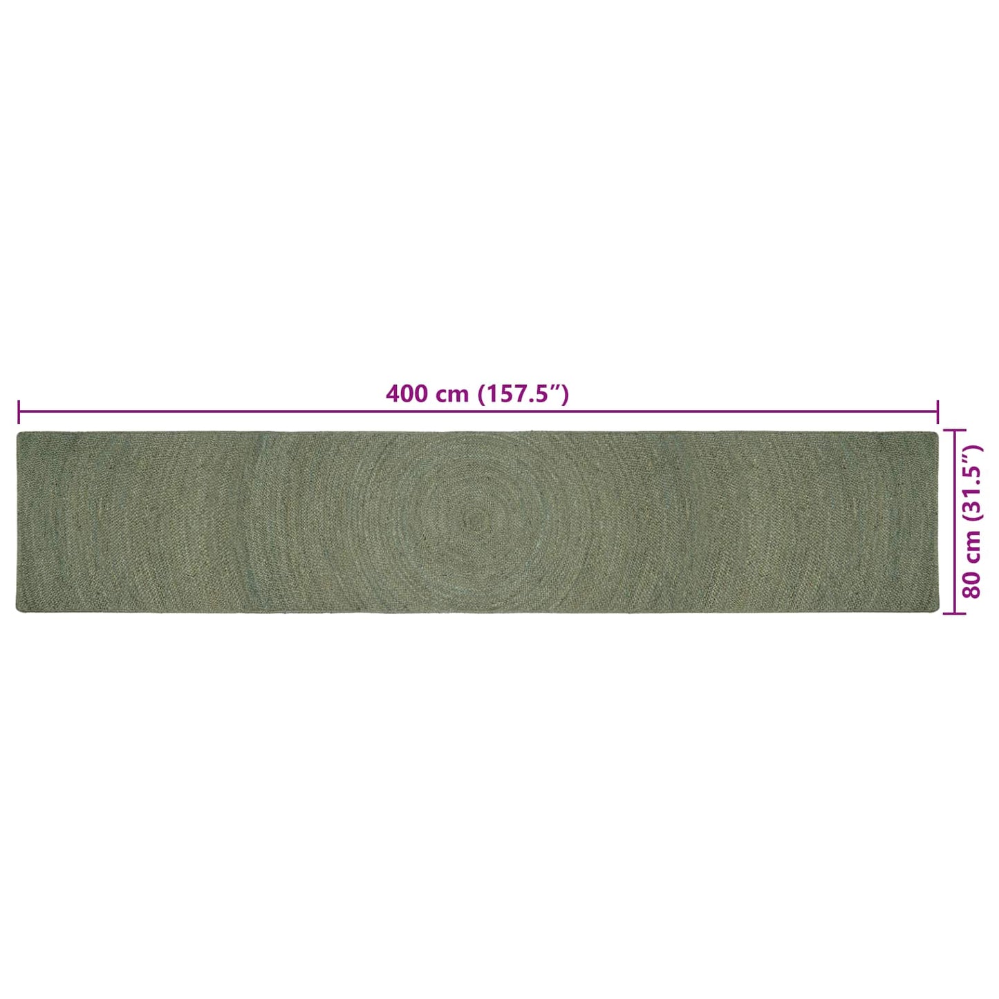 vidaXL Area Rugs Olive Green 80 x 400 cm Jute