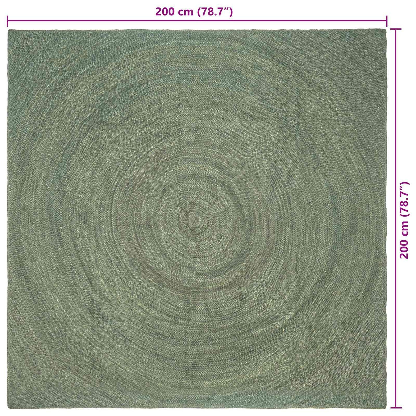 vidaXL Area Rugs Olive Green 200 x 200 cm Jute