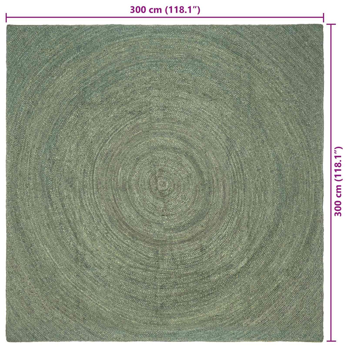 vidaXL Area Rugs Olive Green 300 x 300 cm Jute