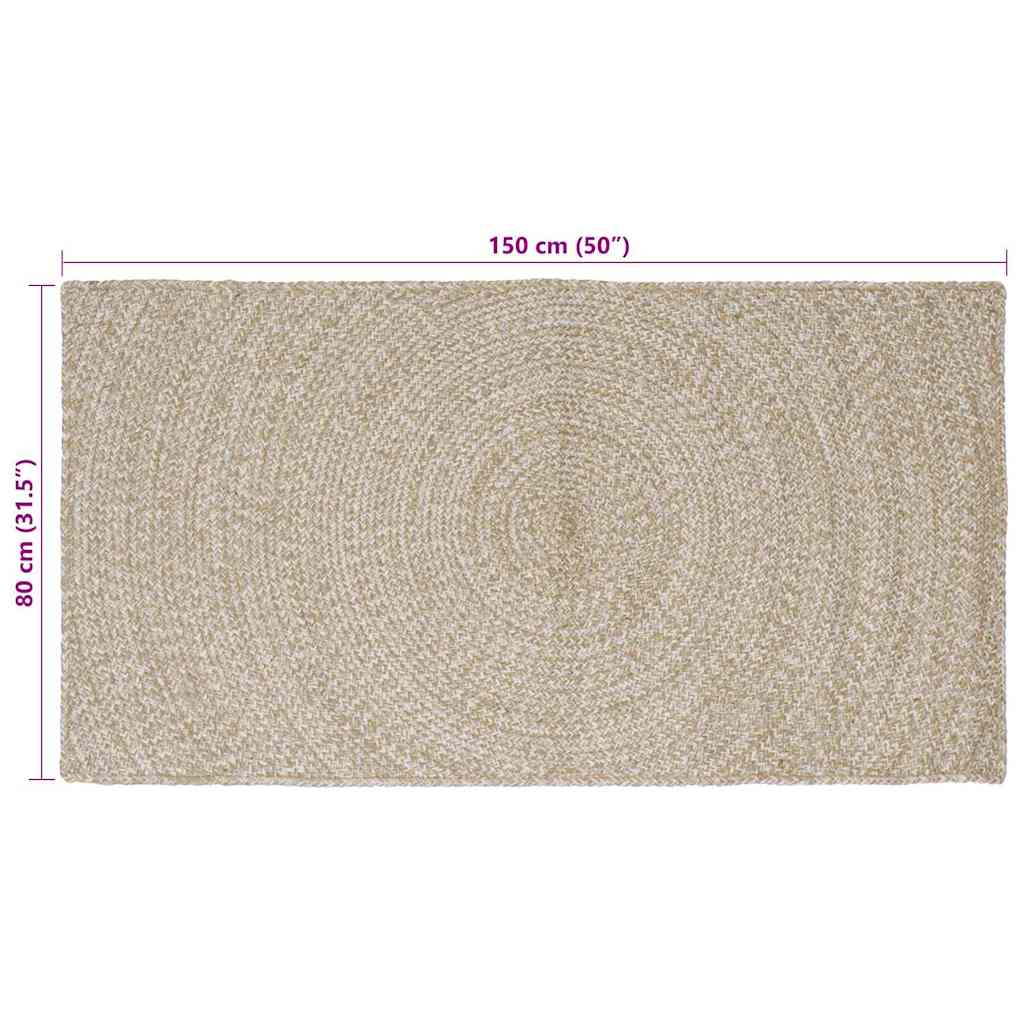 vidaXL Area Rugs Natural and White 80 x 150 cm Jute
