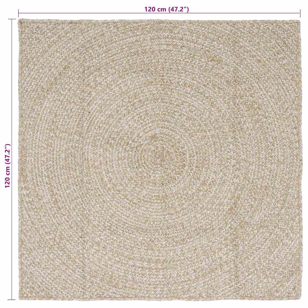 vidaXL Area Rugs Natural and White 120 x 120 cm Jute