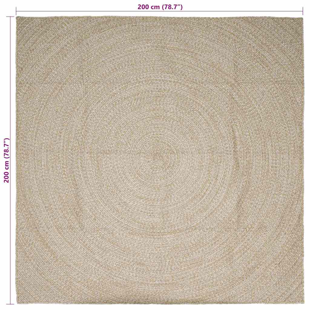 vidaXL Area Rugs Natural and White 200 x 200 cm Jute