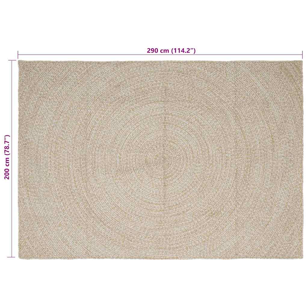 vidaXL Area Rugs Natural and White 200 x 290 cm Jute
