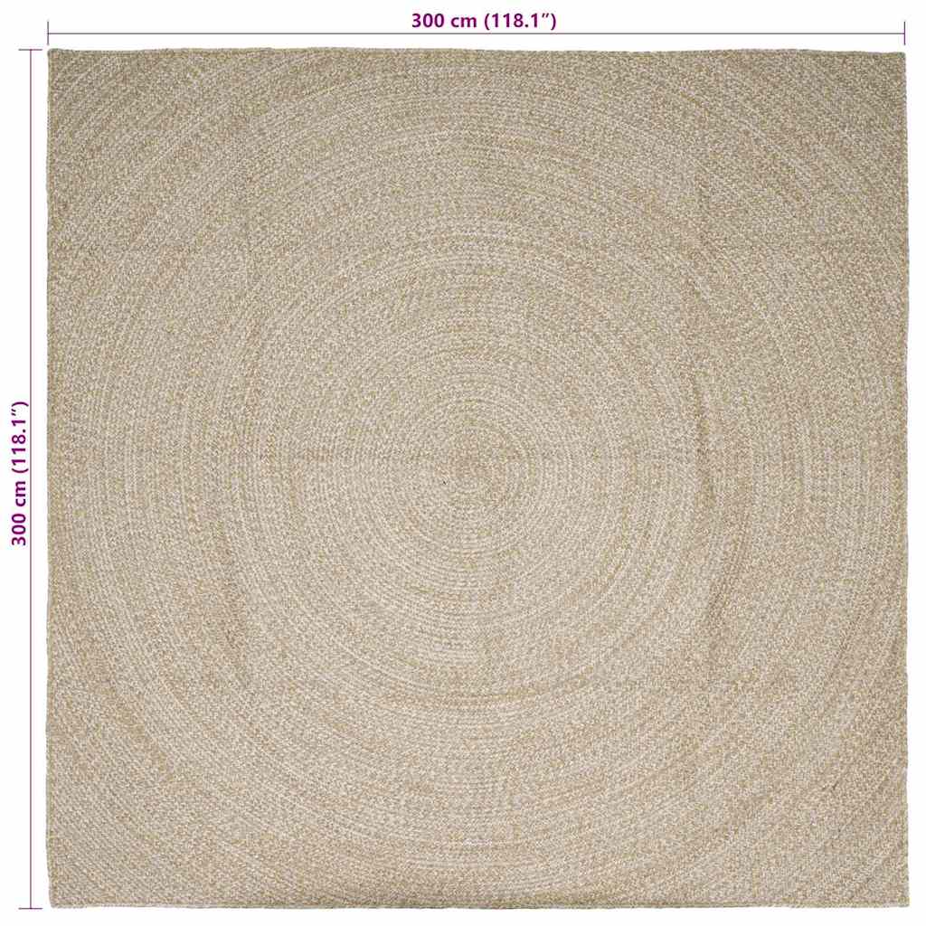 vidaXL Area Rugs Natural and White 300 x 300 cm Jute