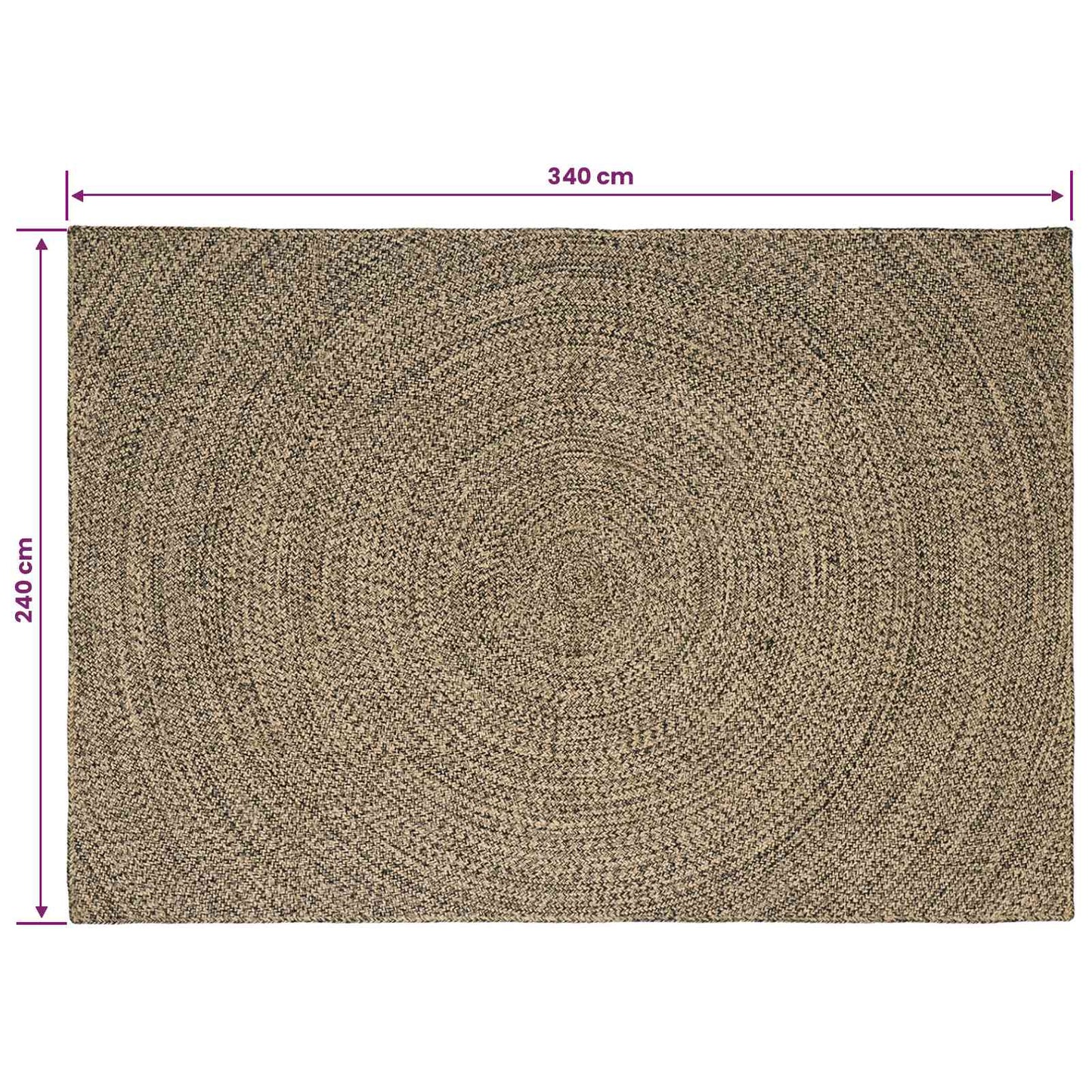 vidaXL Area Rugs Natural and Black 240 x 340 cm Jute
