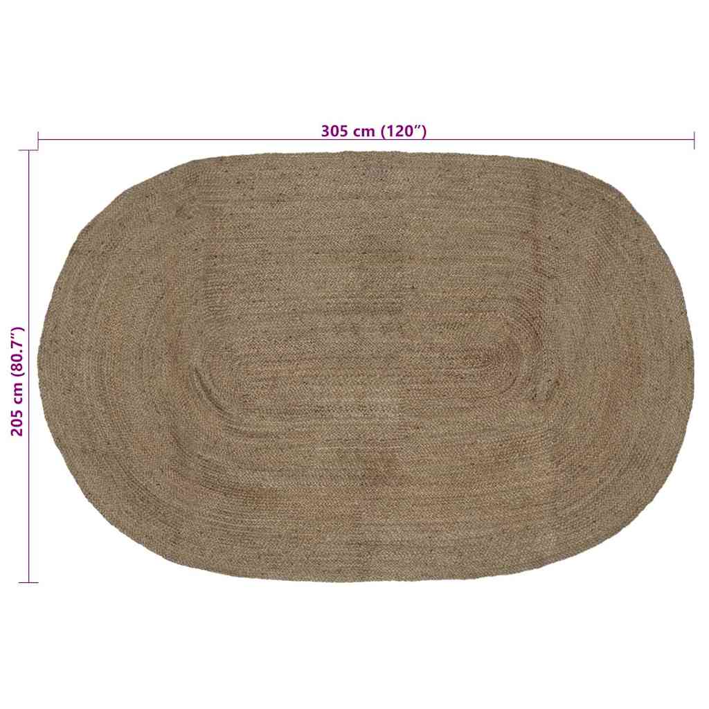 vidaXL Area Rugs Grey 205 x 305 cm Jute