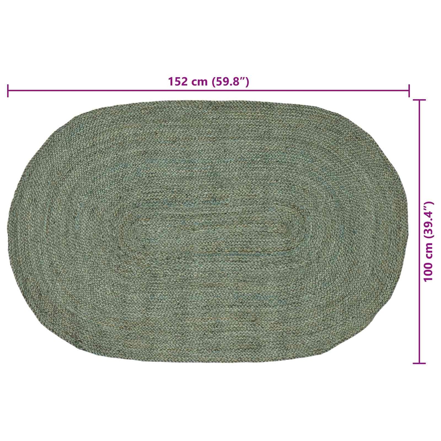 vidaXL Area Rugs Olive Green 100 x 152 cm Jute