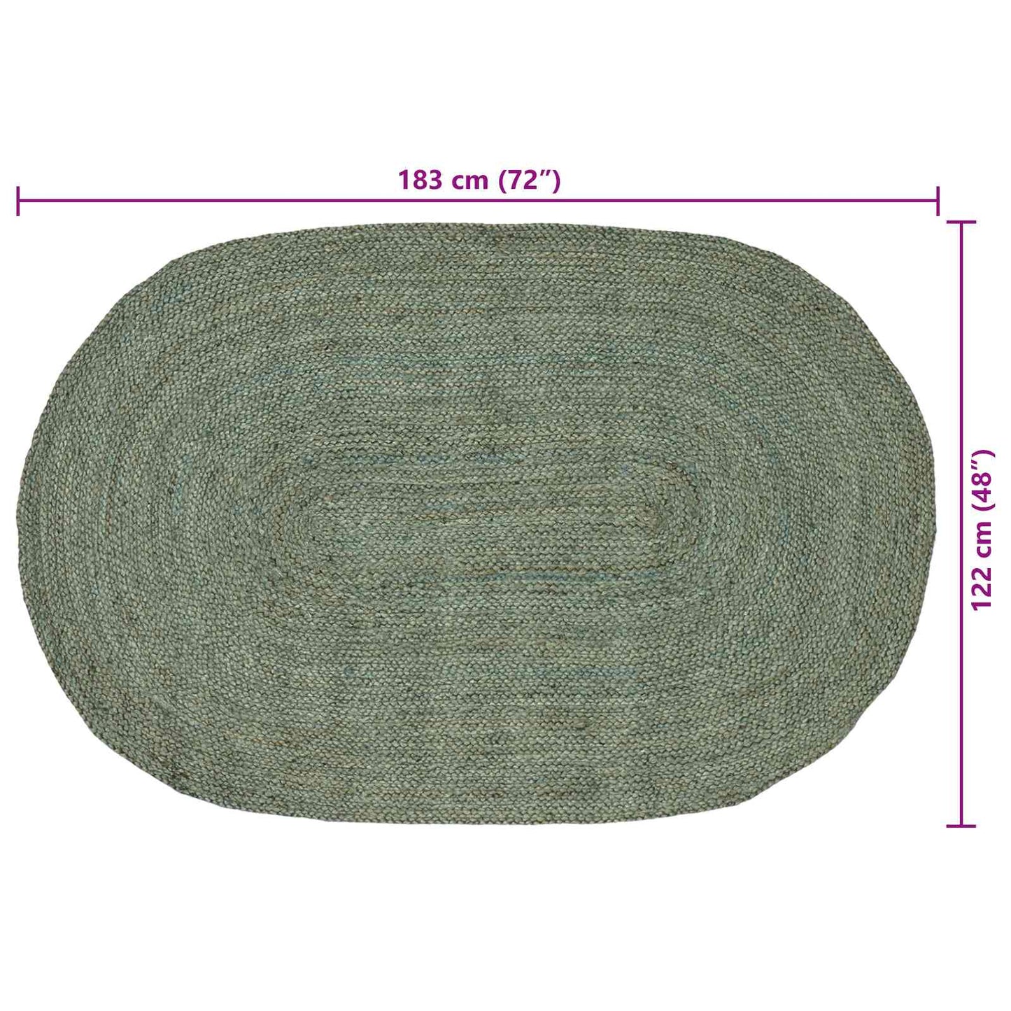 vidaXL Area Rugs Olive Green 122 x 183 cm Jute