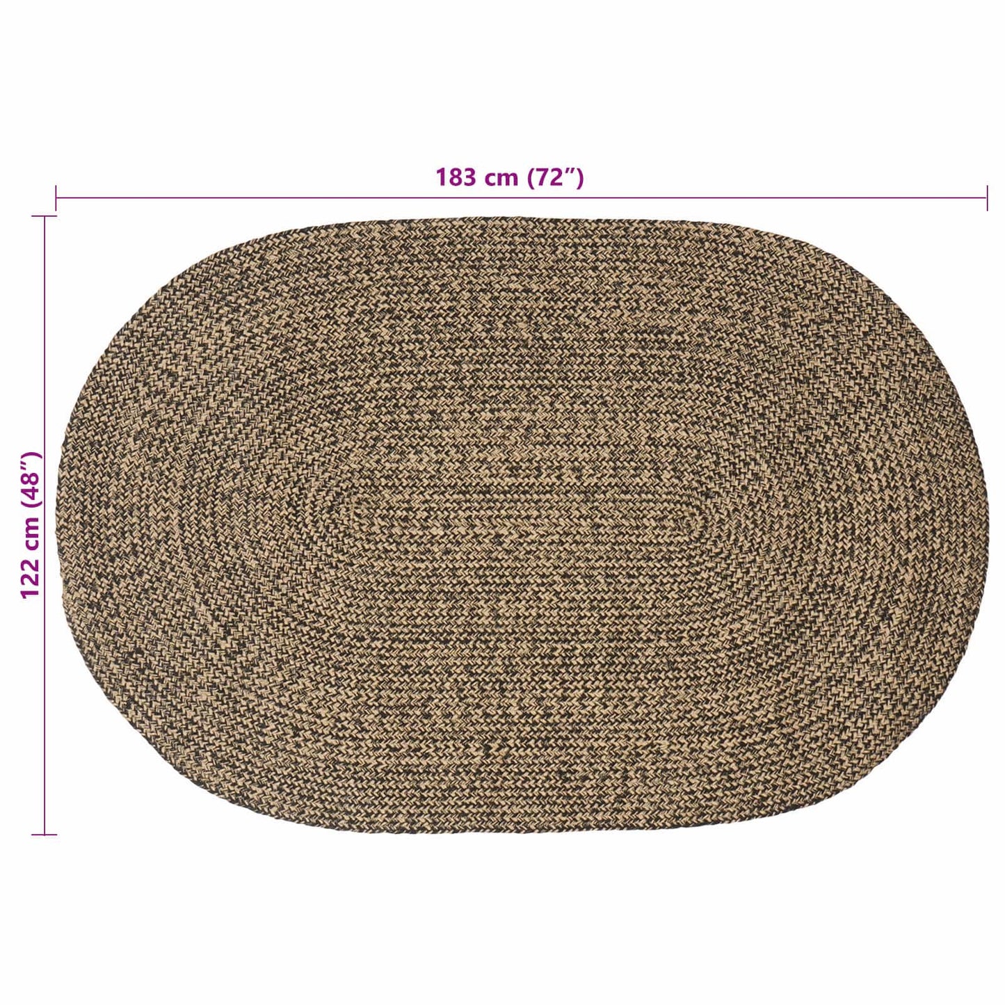 vidaXL Area Rugs Black 122 x 183 cm Jute