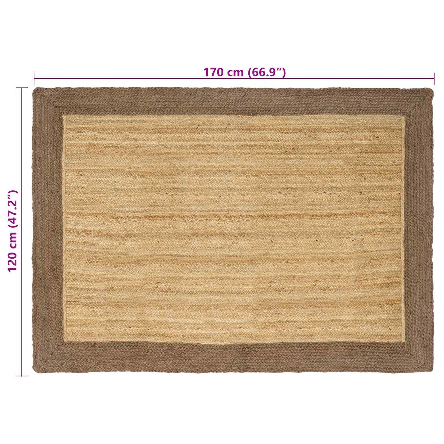 vidaXL Area Rugs Grey 120 x 170 cm Jute