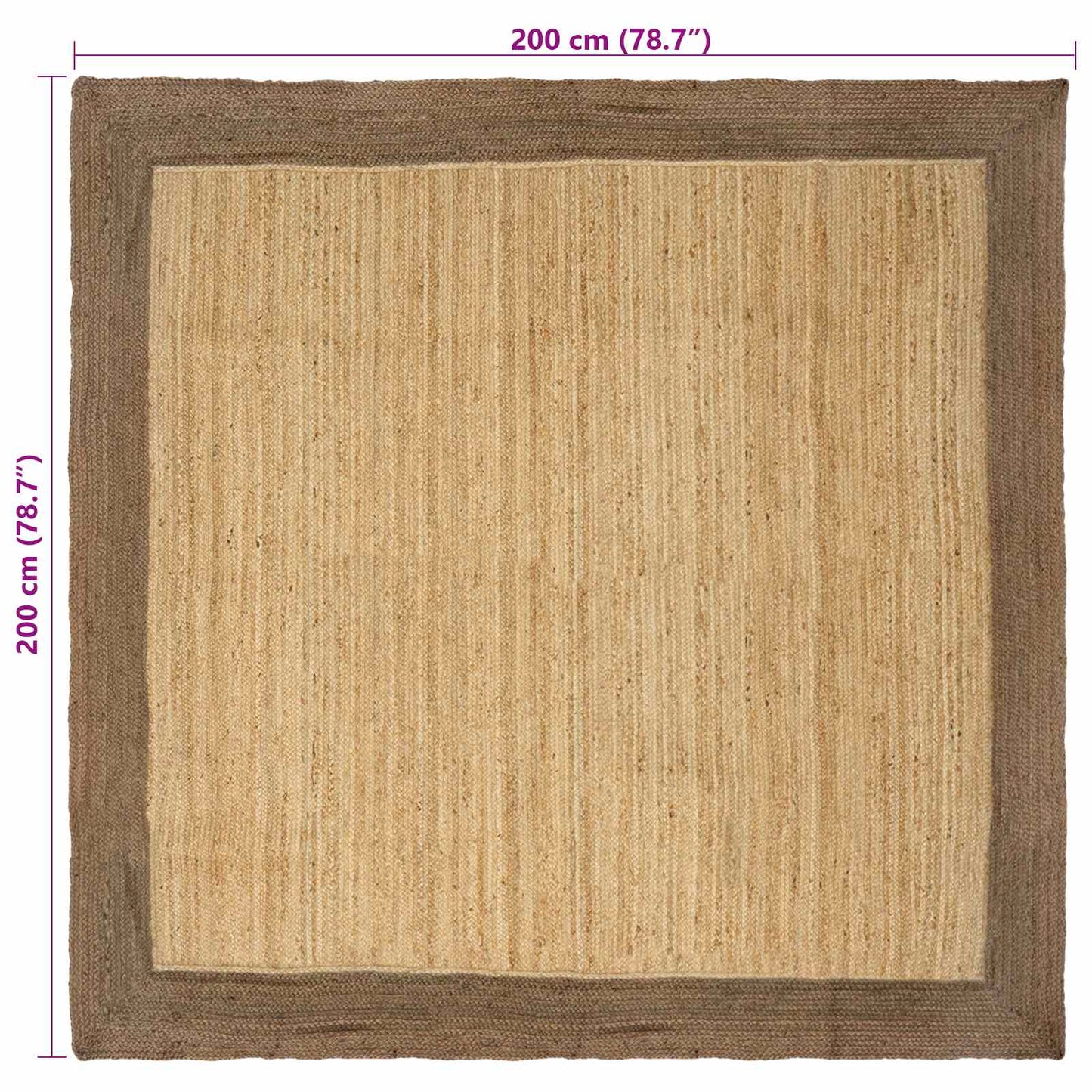 vidaXL Area Rug Grey 200 x 200 cm Jute